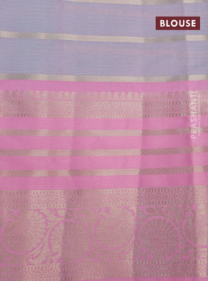 Cotton zari kota saree teal shade and light pink with allover zari weaves and long zari woven border