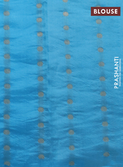 Poona silk saree light blue with zari woven buttas and zari woven floral butta border