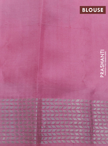 Poona silk saree light pink with zari woven buttas and silver zari woven border