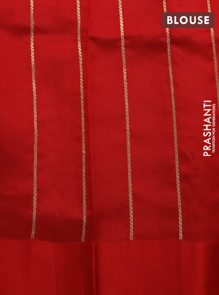 Poona silk saree red with zari woven buttas and zari woven floral butta border