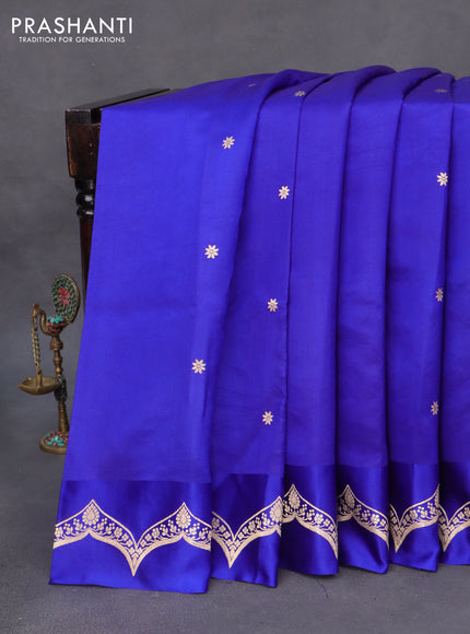 Poona silk saree blue with zari woven buttas and zari woven border