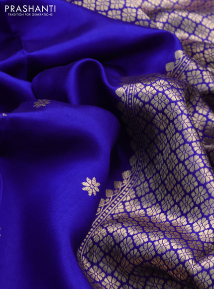 Poona silk saree blue with zari woven buttas and zari woven border