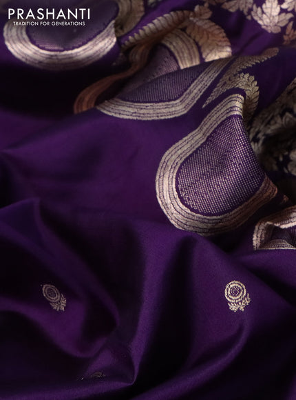 Poona silk saree violet with zari woven buttas and zari woven border