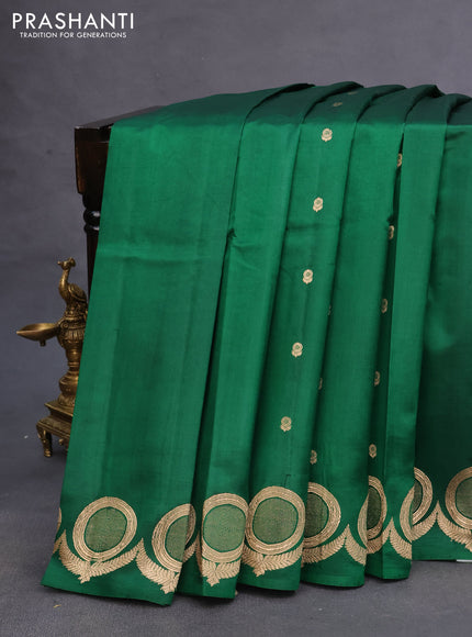 Poona silk saree green with zari woven buttas and zari woven border