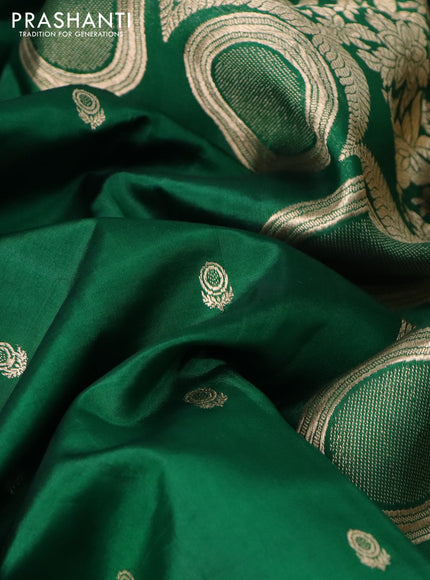 Poona silk saree green with zari woven buttas and zari woven border