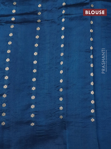 Poona silk saree peacock blue with zari woven buttas and zari woven border