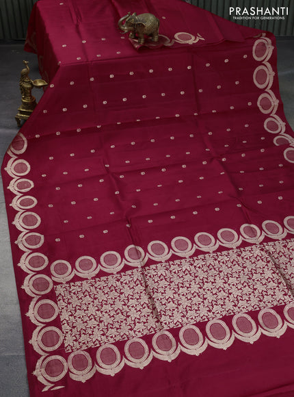 Poona silk saree kumkum red with zari woven buttas and zari woven border