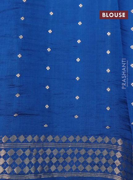 Poona silk saree cs blue with allover zari stripe & buttas and zari woven border