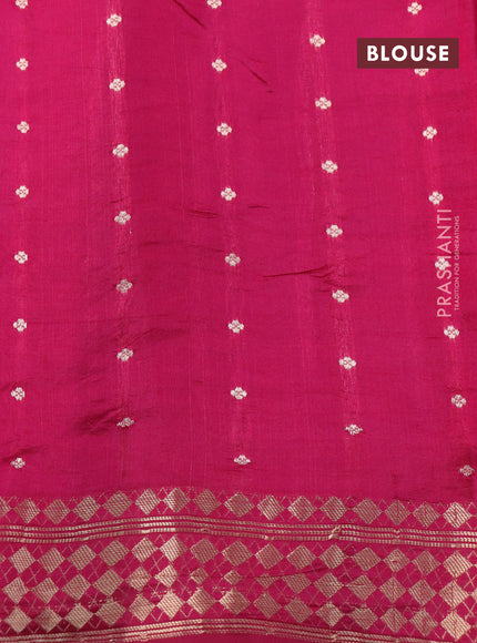 Poona silk saree magenta pink with allover zari stripe & buttas and zari woven border