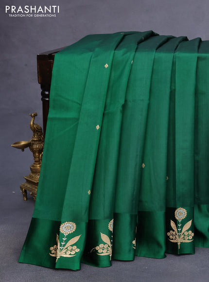 Poona silk saree green with zari woven buttas and zari woven floral butta border