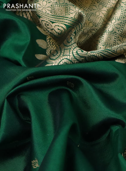 Poona silk saree green with zari woven buttas and zari woven floral butta border