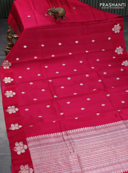 Poona silk saree dark pink with zari woven buttas and zari woven border