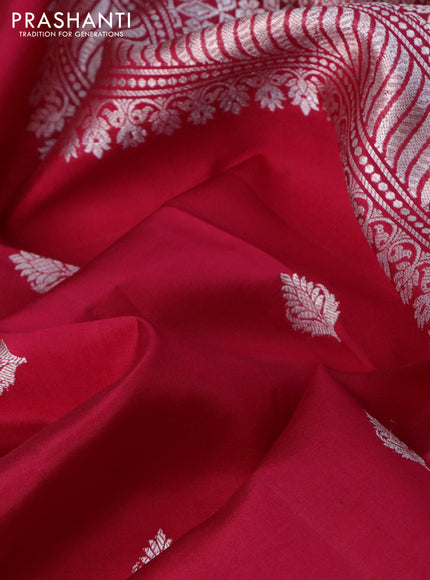 Poona silk saree dark pink with zari woven buttas and zari woven border