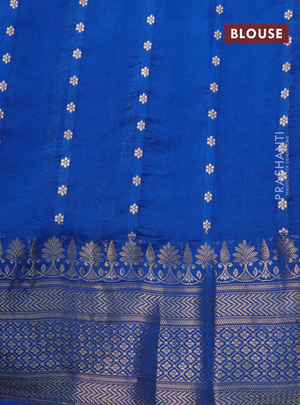 Poona silk saree cs blue with allover zari stripe & buttas and zari woven border