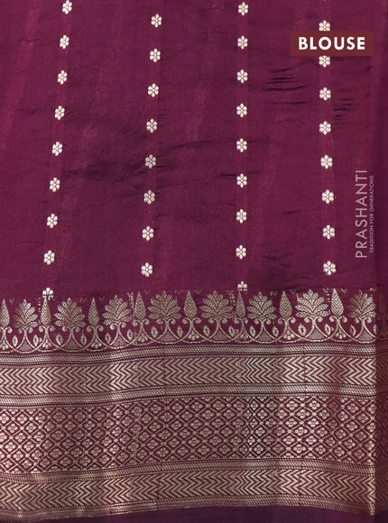 Poona silk saree wine shade with allover zari stripe & buttas and zari woven border