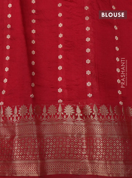 Poona silk saree kumkum red with allover zari stripe & buttas and zari woven border