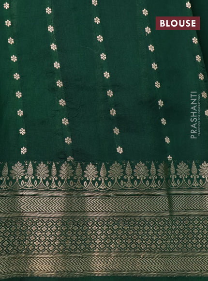 Poona silk saree dark green with allover zari stripe & buttas and zari woven border