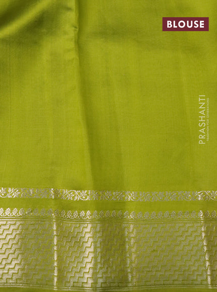 Poona silk saree wine shade and lime green with zari woven buttas and zari woven border