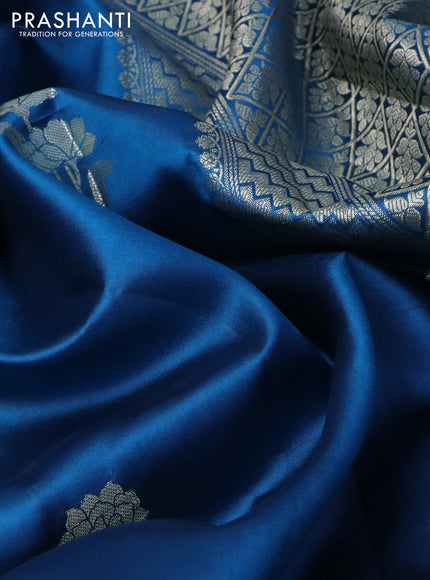 Poona silk saree cs blue and pink with zari woven buttas and zari woven border