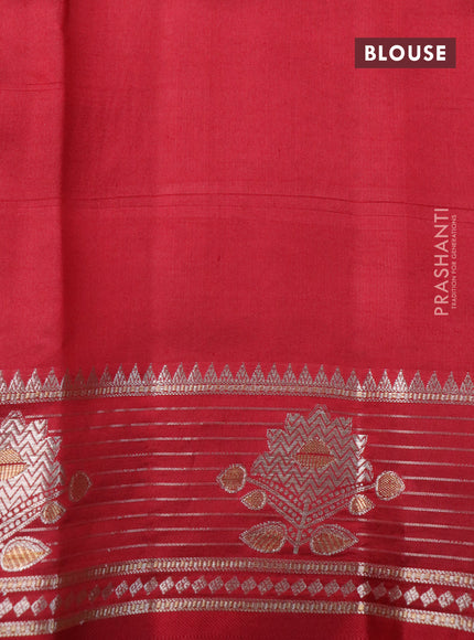 Poona silk saree green and red with allover zari weaves & buttas and zari woven border