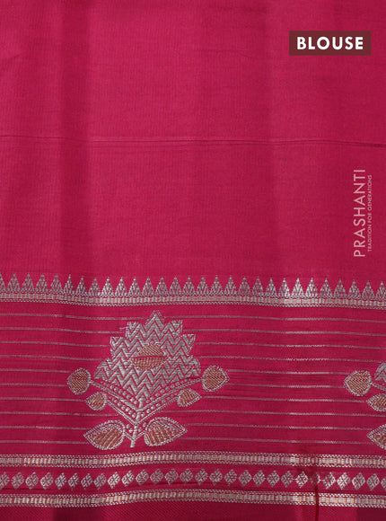 Poona silk saree cs blue and pink with allover zari weaves & buttas and zari woven border