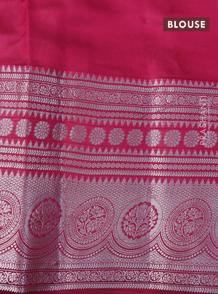 Poona silk saree violet and dark pink with silver zari woven buttas and long silver zari woven border