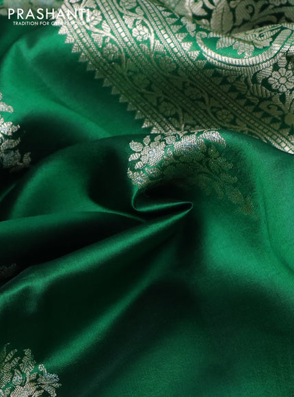 Poona silk saree green and red with zari woven buttas and long zari woven border