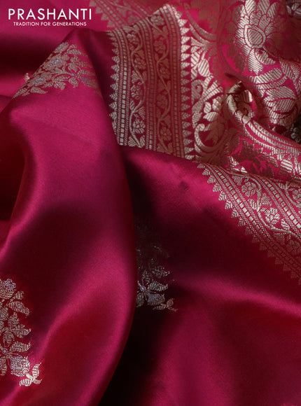 Poona silk saree pink and peacock blue with zari woven buttas and zari woven border