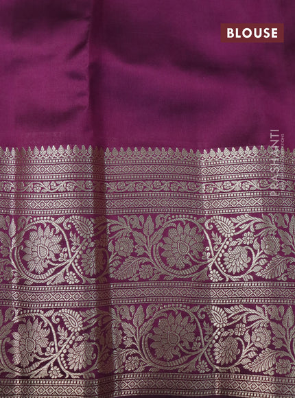 Poona silk saree lime green and purple with zari woven buttas and zari woven border