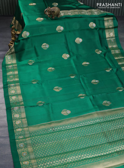 Poona silk saree green and red with zari woven buttas and zari woven border