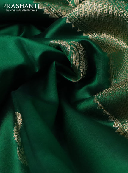 Poona silk saree green and red with zari woven buttas and zari woven border