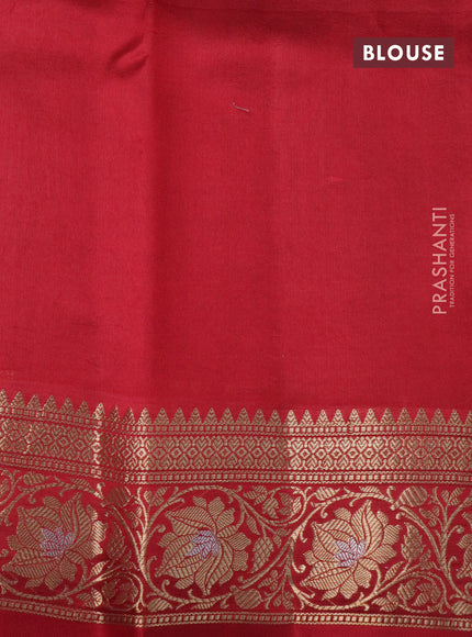 Poona silk saree green and red with zari woven buttas and zari woven border