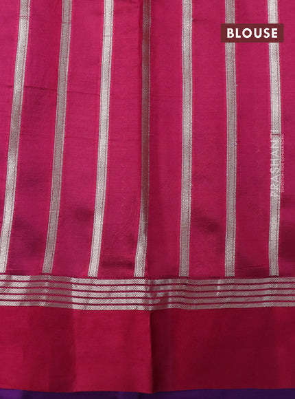 Poona silk saree violet and red with allover zari weaves & buttas and zari woven simple border