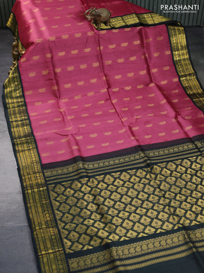 Kuppadam silk cotton saree maroon shade and bottle green with zari woven paisley buttas and zari woven border