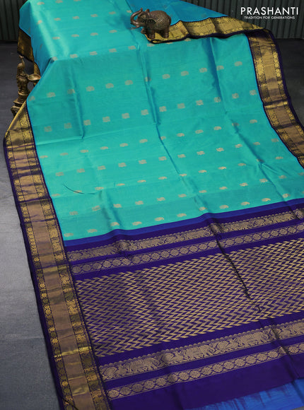 Kuppadam silk cotton saree cs blue and navy blue with allover zari woven buttas and zari woven border