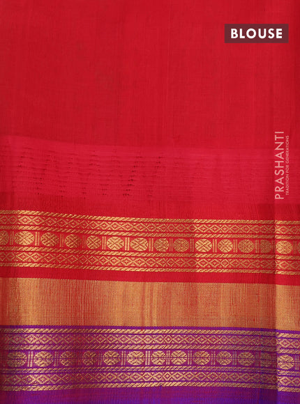 Kuppadam silk cotton saree teal shade shade and red with plain body and long zari woven border