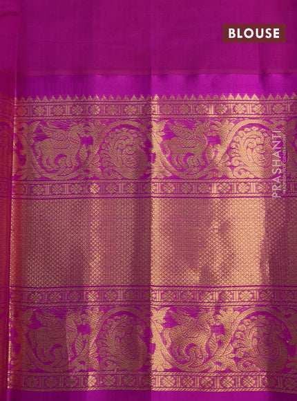 Kuppadam silk cotton saree mustard yellow and piurple with zari woven checks & buttas and long zari woven border