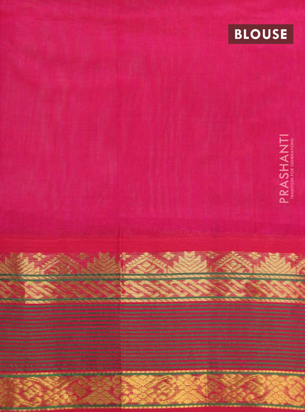 Silk cotton saree cream and pink with plain body and zari woven korvai border