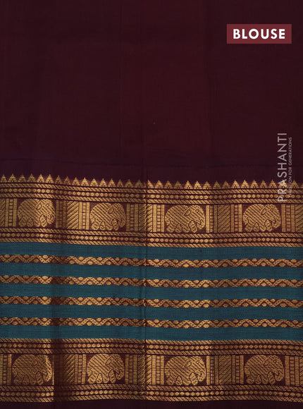 Silk cotton saree mango yellow and wine shade with zari woven elephant buttas and long zari woven korvai border