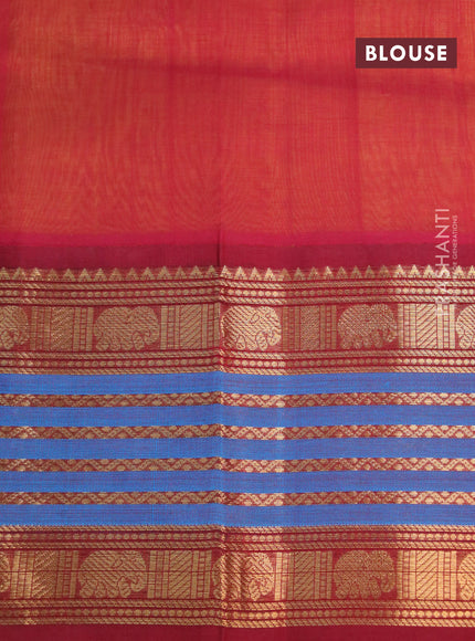 Silk cotton saree lime yellow and maroon with zari woven elephant buttas and long zari woven korvai border