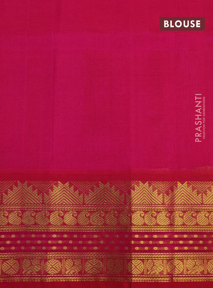 Silk cotton saree lime yellow and pink with plain body and zari woven korvai border