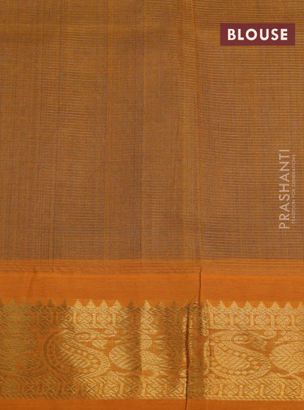 Silk cotton saree cs blue and mustard yellow with allover vairosi pattern and rich zari woven korvai border