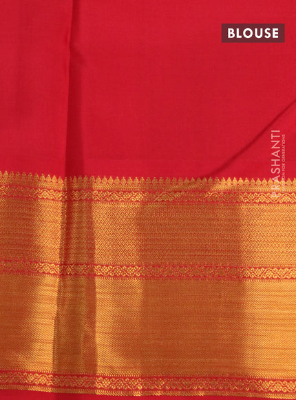 Pure kanchipuram silk saree beige and red with allover zari woven brocade weaves and zari woven border