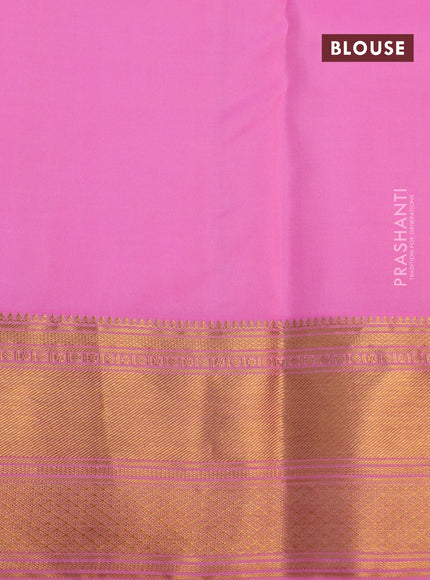 Pure kanchipuram tissue silk saree sandal and candy pink with allover zari woven floral weaves and zari woven border