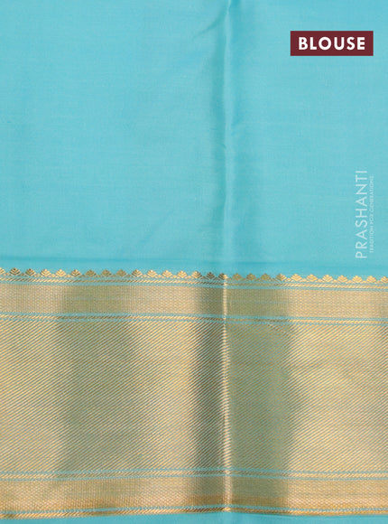 Pure kanchipuram tissue silk saree pink shade and teal blue with allover zari woven floral weaves and zari woven border