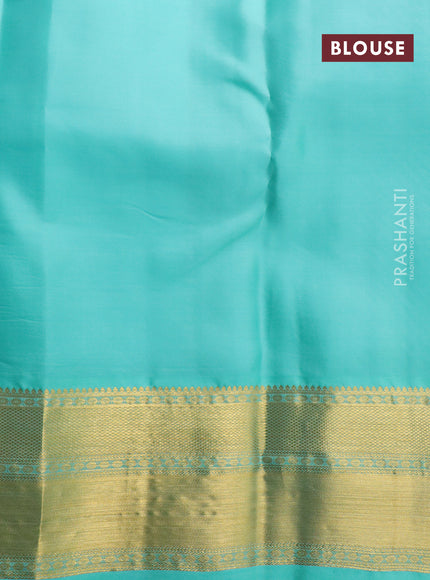 Pure kanchipuram tissue silk saree teal blue shade with zari weaves and zari woven border