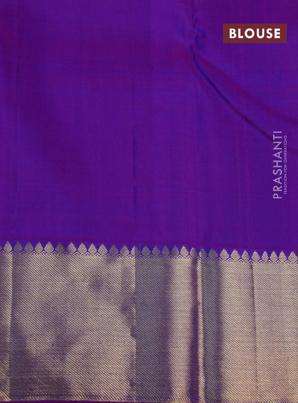 Pure kanchipuram silk saree cs blue and purple with zari woven floral buttas and zari woven border