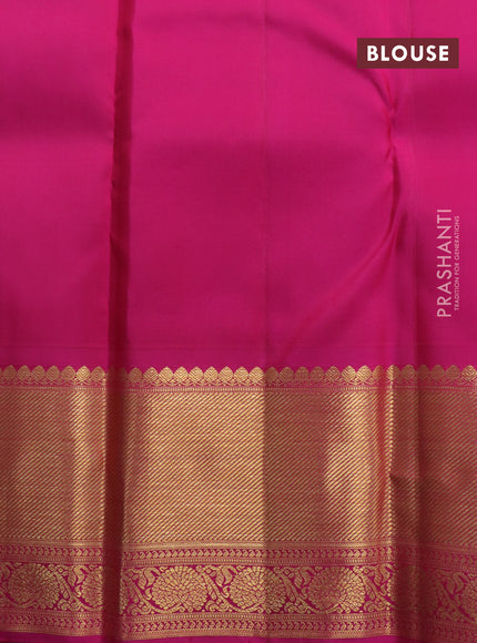 Pure kanchipuram silk saree sandal and pink with zari woven buttas and zari woven border