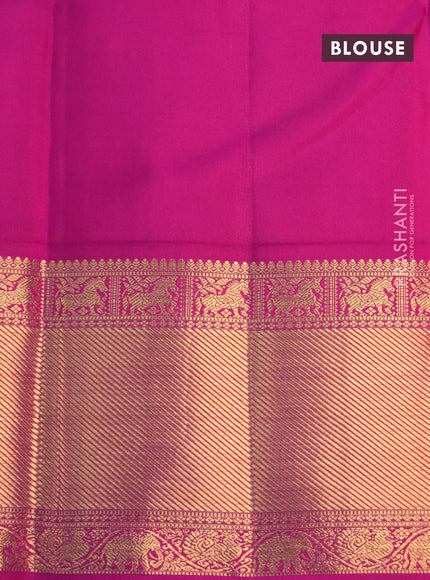 Pure kanchipuram silk saree green with paisley zari woven buttas and ganga jamuna border