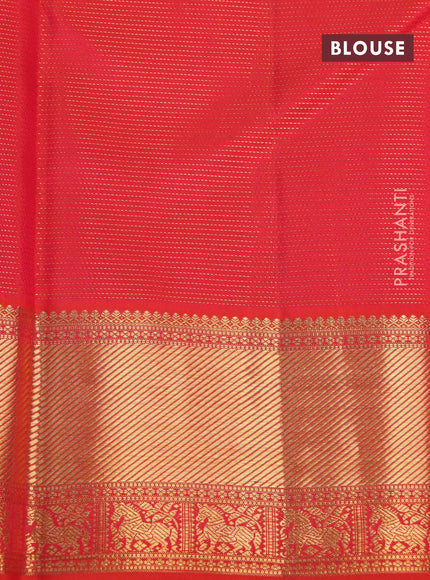 Pure kanchipuram silk saree purple and orange with allover zari weaves & buttas and zari woven border